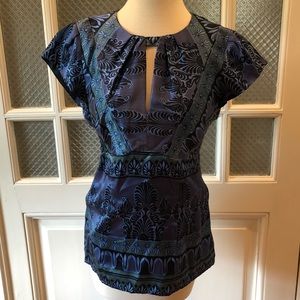 Nanette Lepore Patterned KeyHole Blouse